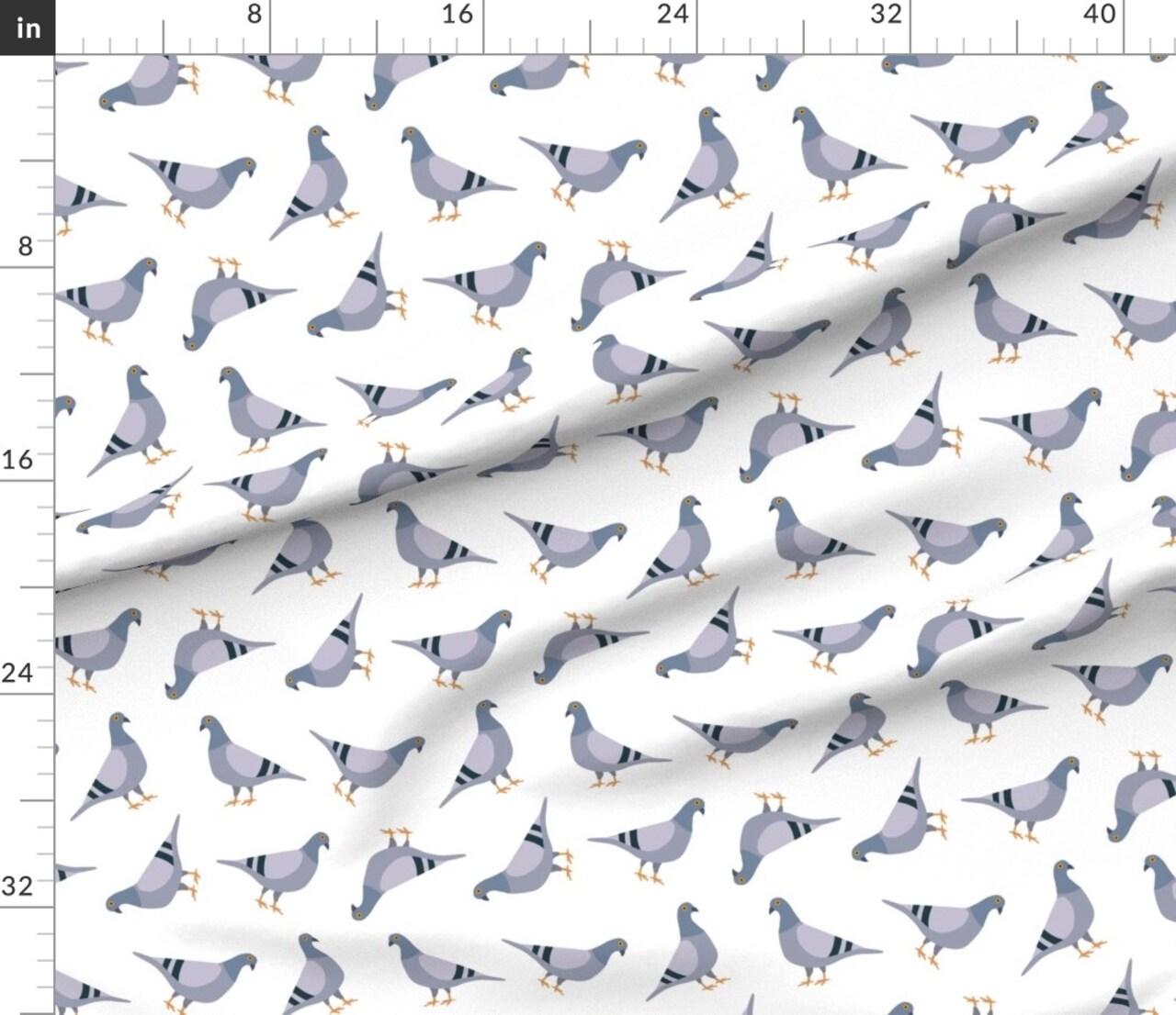 Various Fabrics by the Yard or Fat Quarter Gray Pigeon Birds Animals New York Urban City Kids White Whimsical Custom Printed Fabric by Spoonflower